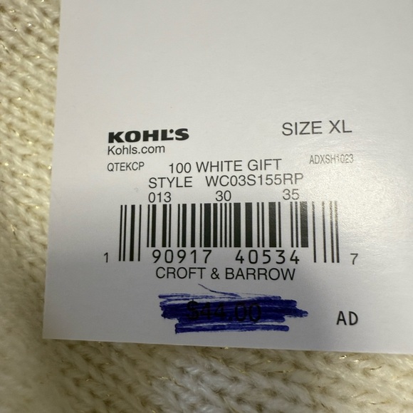 Croft & Barrow Cream Sweater with Metallic Accents - Picture 8 of 8